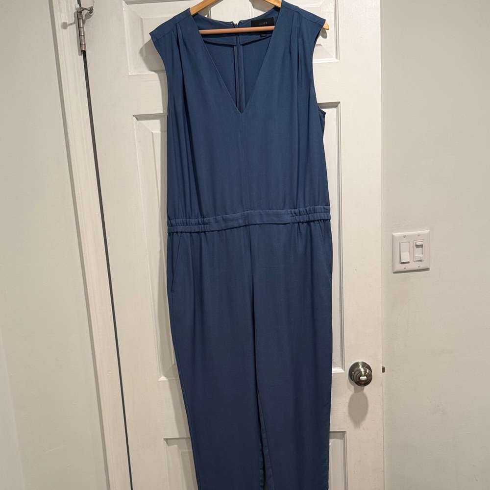 Blue Sleeveless V neck Jumpsuit